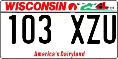 WI license plate 103XZU