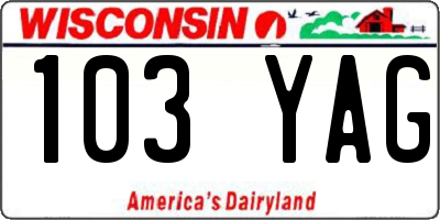 WI license plate 103YAG