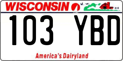 WI license plate 103YBD