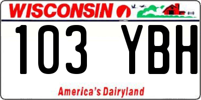 WI license plate 103YBH