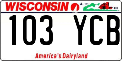 WI license plate 103YCB