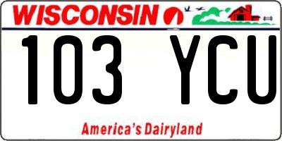 WI license plate 103YCU