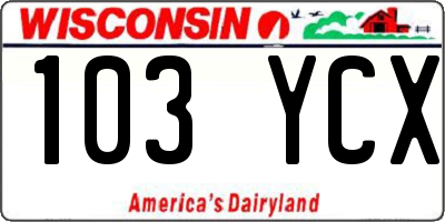 WI license plate 103YCX