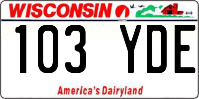 WI license plate 103YDE