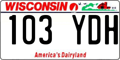 WI license plate 103YDH