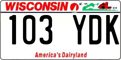 WI license plate 103YDK
