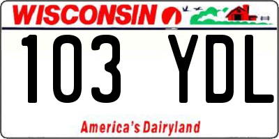 WI license plate 103YDL