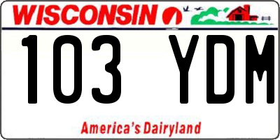 WI license plate 103YDM