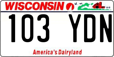 WI license plate 103YDN
