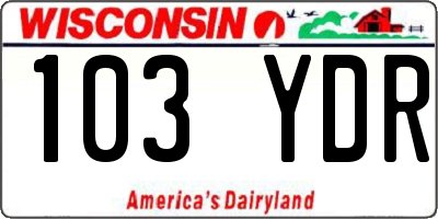 WI license plate 103YDR