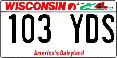 WI license plate 103YDS