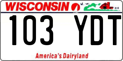 WI license plate 103YDT