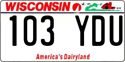 WI license plate 103YDU