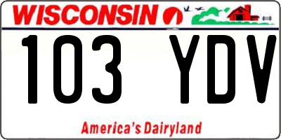 WI license plate 103YDV