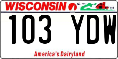 WI license plate 103YDW