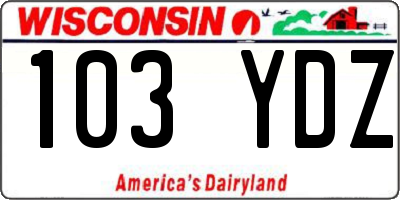 WI license plate 103YDZ