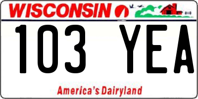 WI license plate 103YEA