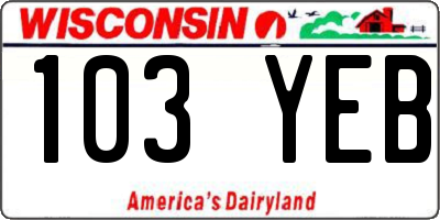 WI license plate 103YEB