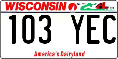 WI license plate 103YEC