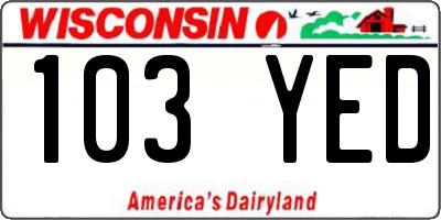 WI license plate 103YED
