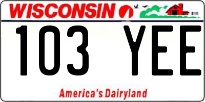 WI license plate 103YEE