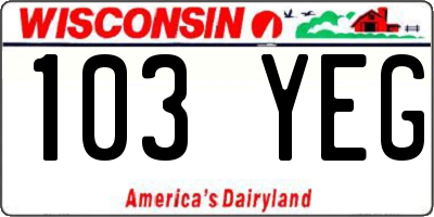 WI license plate 103YEG
