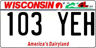 WI license plate 103YEH