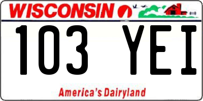 WI license plate 103YEI