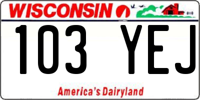 WI license plate 103YEJ