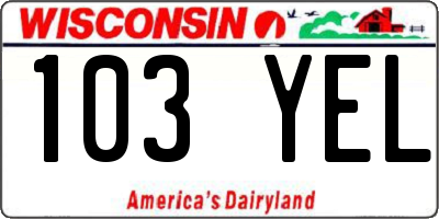 WI license plate 103YEL