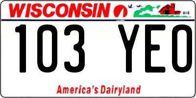 WI license plate 103YEO