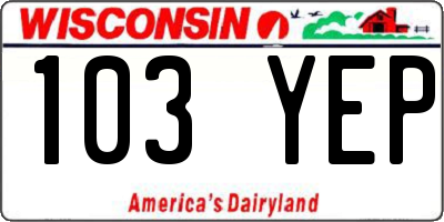 WI license plate 103YEP