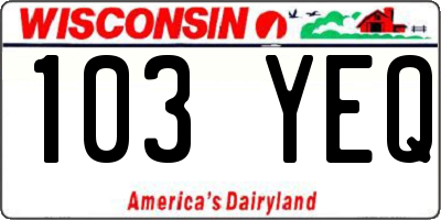 WI license plate 103YEQ