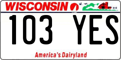 WI license plate 103YES