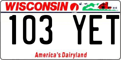 WI license plate 103YET