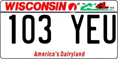 WI license plate 103YEU