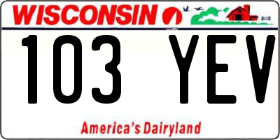 WI license plate 103YEV
