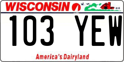 WI license plate 103YEW