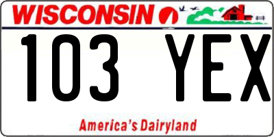 WI license plate 103YEX