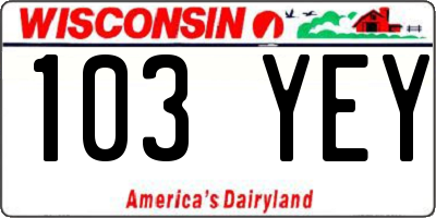 WI license plate 103YEY