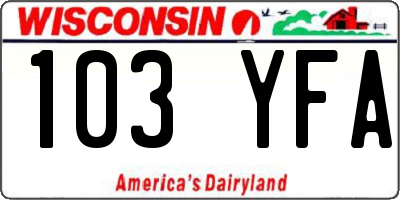 WI license plate 103YFA