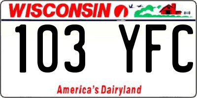 WI license plate 103YFC