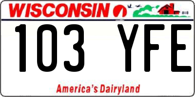 WI license plate 103YFE
