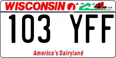 WI license plate 103YFF