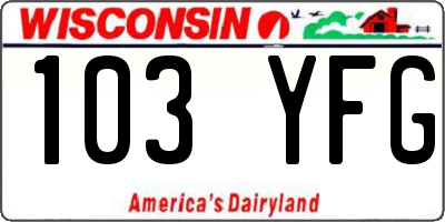 WI license plate 103YFG