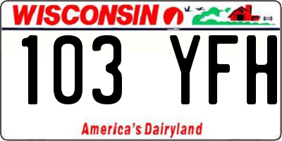 WI license plate 103YFH