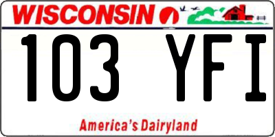 WI license plate 103YFI
