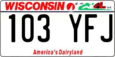 WI license plate 103YFJ