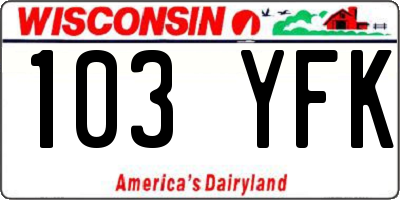 WI license plate 103YFK