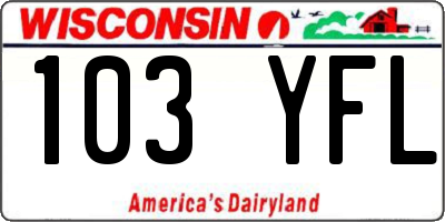 WI license plate 103YFL